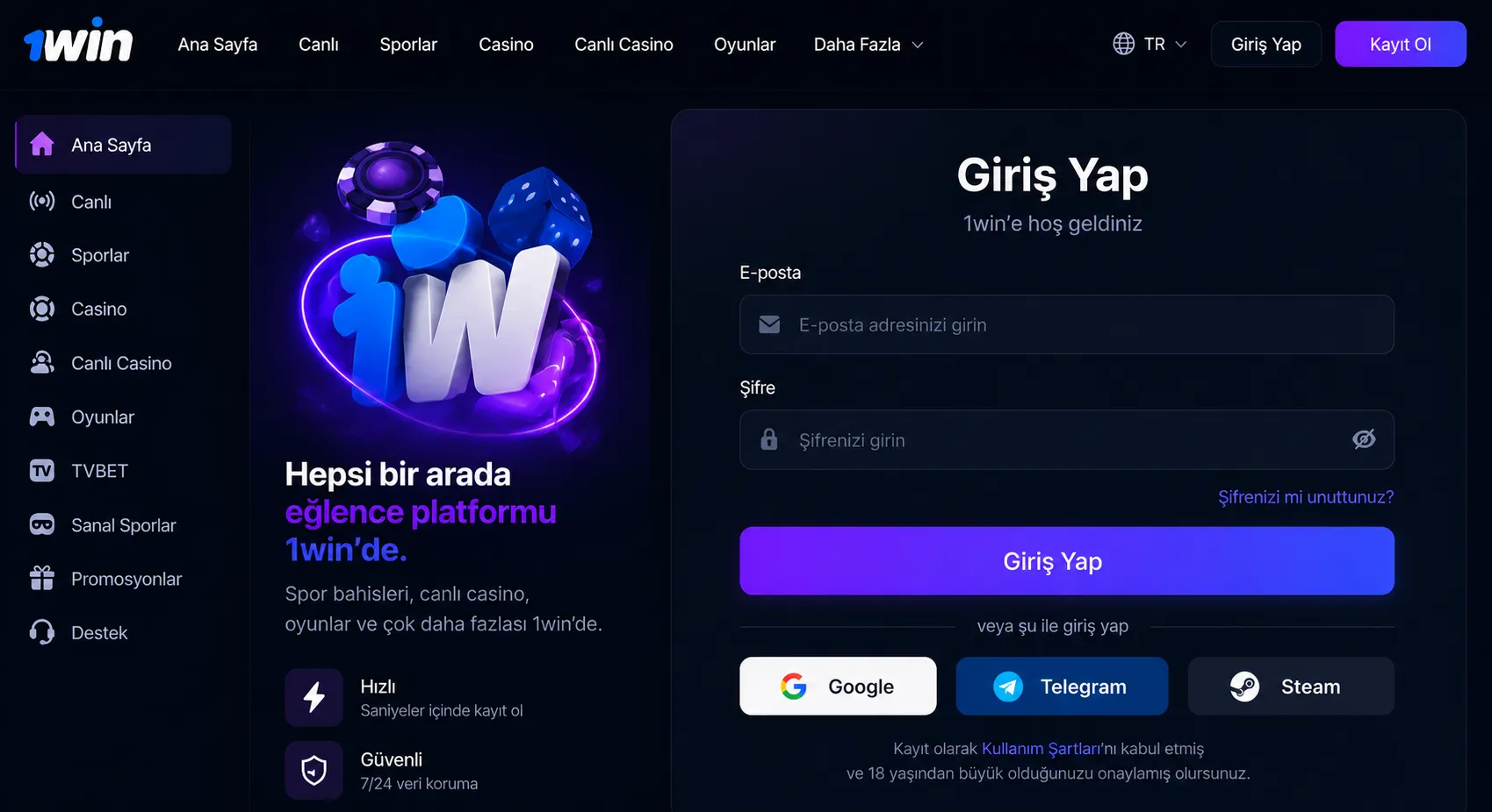 1win app login: mobil uygulamadan erişim — 1win login